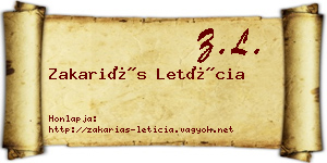 Zakariás Letícia névjegykártya